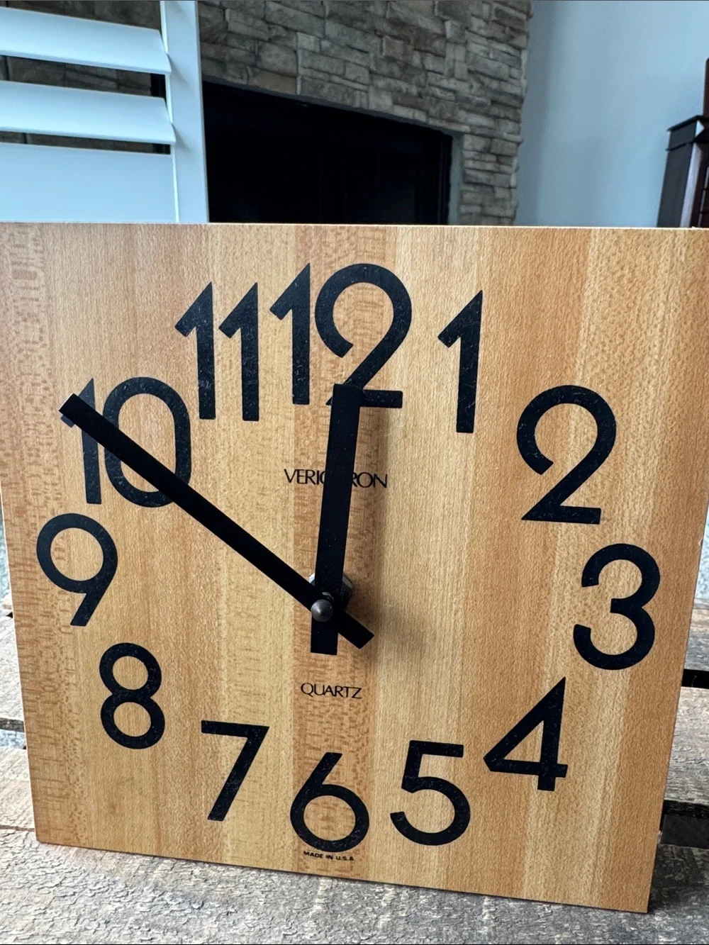 Verichon Vintage Natural Wood Butchers Block Wall Clock - Black Numerals